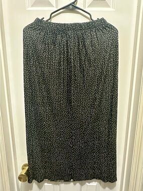 New Zara Black Polka Dot Pleated Maxi Skirt - Women's size S